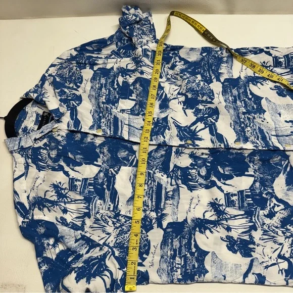 ALLSAINTS Relaxed fit Island Blue and White Graphic Men's short sleeve Shirt